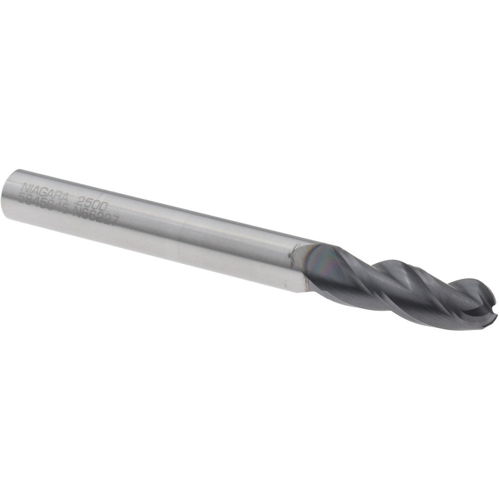 Seco 17003789 Ball End Mill 1/4" Dia, 3/4" LOC, 3 Flute, Solid Carbide