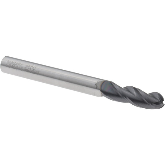 Seco 17003789 Ball End Mill 1/4" Dia, 3/4" LOC, 3 Flute, Solid Carbide