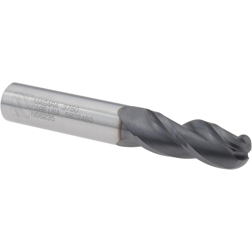 Seco 17003797 Ball End Mill 3/8" Dia, 1" LOC, 3 Flute, Solid Carbide