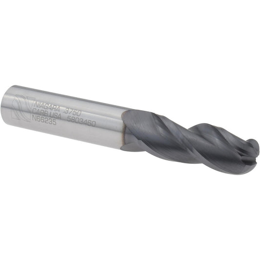 Seco 17003797 Ball End Mill 3/8" Dia, 1" LOC, 3 Flute, Solid Carbide