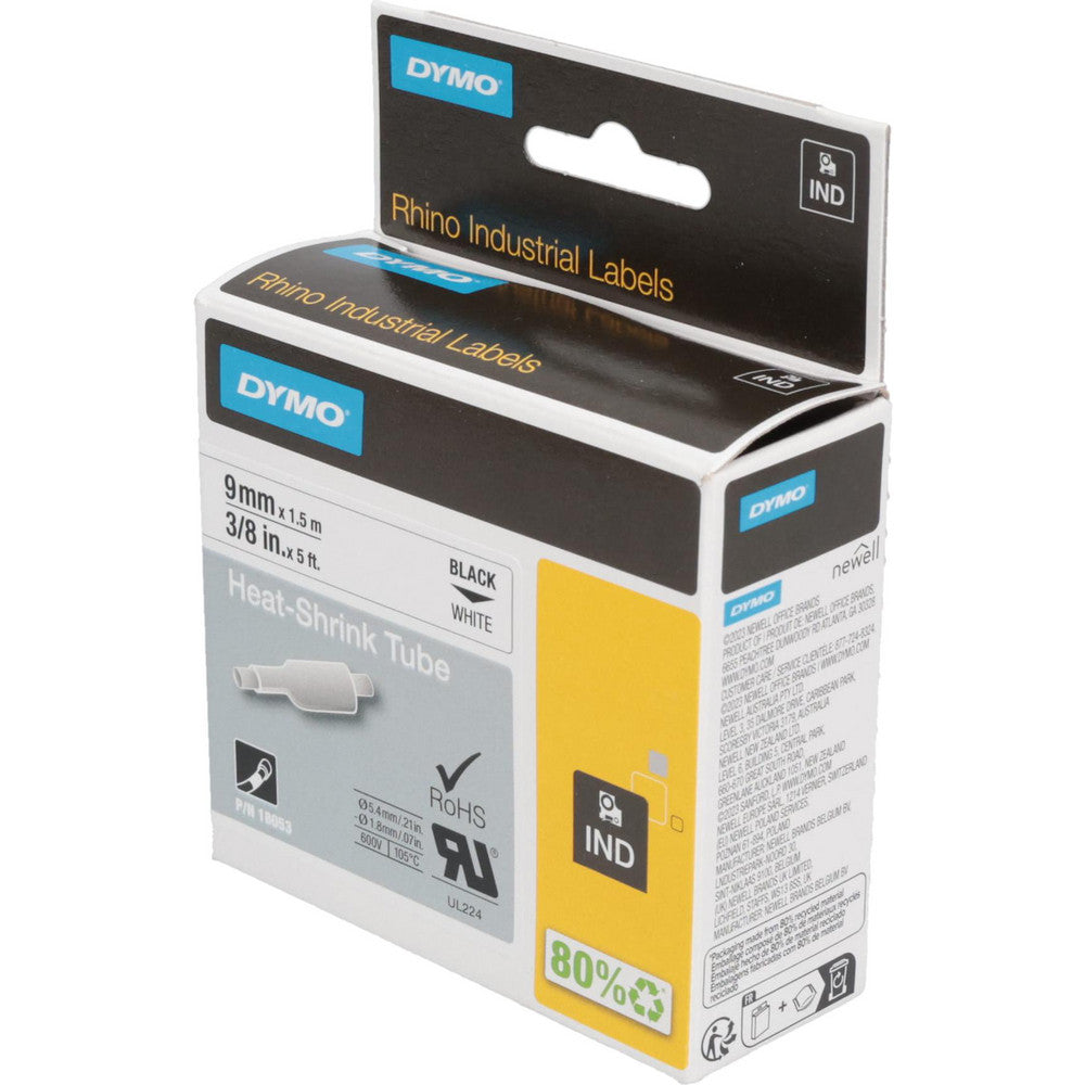 Dymo 18053 Label Maker Label White, Heat Shrinkable Polyolefin, 60" OAL, 3/8" OAW