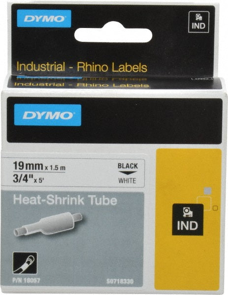 Dymo 18057 Label Maker Label White, Heat Shrinkable Polyolefin, 60" OAL, 3/4" OAW