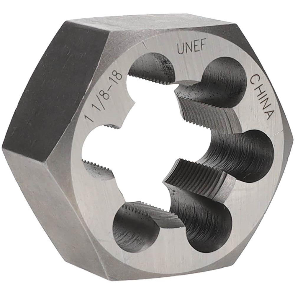 Value Collection 365-1086 Hex Rethreading Die 1-1/8-18, 1" Thick, Right Hand, 2" Hex, Carbon Steel