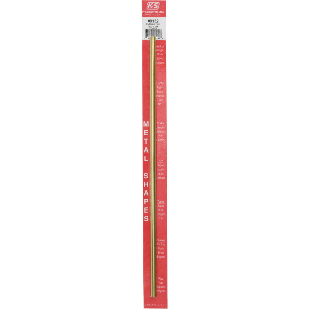 Select 8132 9/32" Outside Dia x 12" Long, Yellow Brass Round Tube