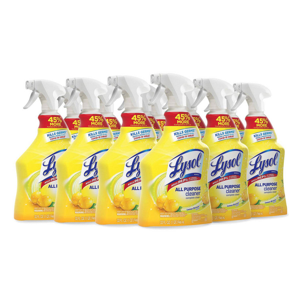 Lysol RAC75352CT Ready-to-Use All-Purpose Cleaner, Lemon Breeze, 32 oz Spray Bottle, 12/Carton