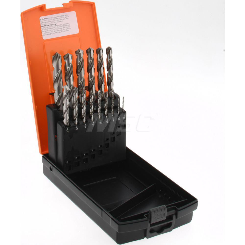 Hertel 79888335 Drill Bit Set Jobber Length Drill Bits, 15 Pc, 118 &deg, High Speed Steel
