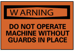 AccuformNMC W261AP 5 Qty Warning - Do Not Operate Machine without Guards in Place