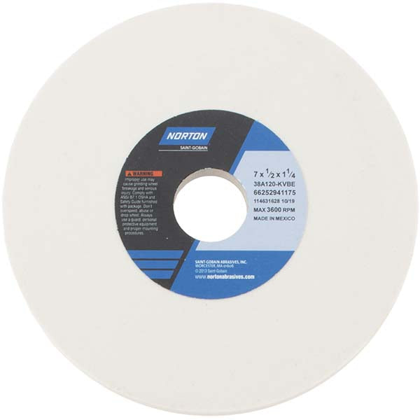 Norton 66252941175 Surface Grinding Wheel 7" Dia, 1/2" Thick, 1-1/4" Hole, 120 Grit, K Hardness