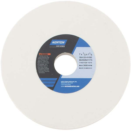 Norton 66252941175 Surface Grinding Wheel 7" Dia, 1/2" Thick, 1-1/4" Hole, 120 Grit, K Hardness