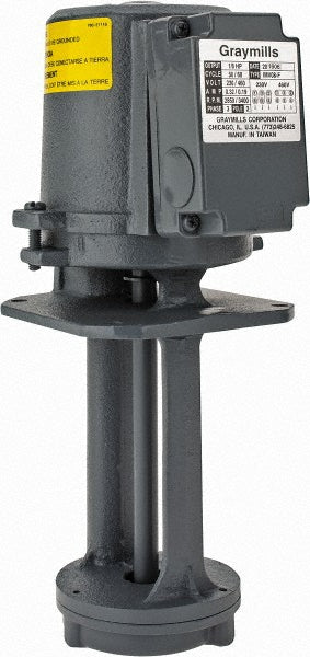 Graymills IMV08-F Immersion Pump 1/8 hp, 230/460V, 3 Phase, 3,450 RPM, Cast Iron Housing