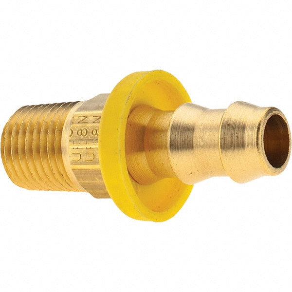 Parker 30182-4-6B Barbed Push-On Hose Male Connector 1/4-18 Male NPTF, Brass, 3/8" Barb