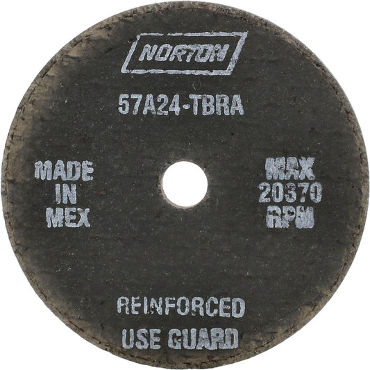 Norton 66243528831 Surface Grinding Wheel 3" Dia, 1/4" Thick, 3/8" Hole, 24 Grit, T Hardness