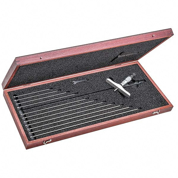 Starrett 67118 Mechanical Depth Micrometer 12'' Range, 12 Rods, Satin Chrome Finish