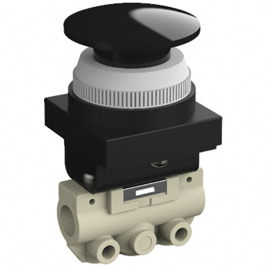 SMC Pneumatics VM120-N01-30BA Mechanically Operated Valve 2-Way & 2-Position, Push Button (Mushroom) Actuator, 1/8" Inlet, 2 Position