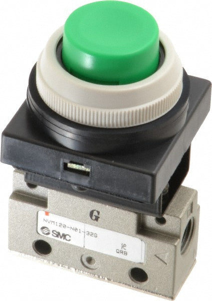 SMC Pneumatics VM120-N01-32GA Mechanically Operated Valve 2-Way & 2-Position, Push Button (Extended) Actuator, 1/8" Inlet, 2 Position