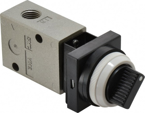 SMC Pneumatics VM230-N02-34BA Mechanically Operated Valve 3-Way & 2-Position, Twist Selector Actuator, 1/4" Inlet, 1/4" Outlet, 3 Position