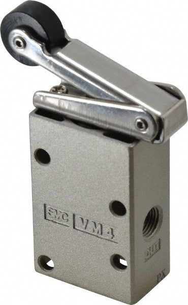 SMC Pneumatics NVM430-N01-01 Mechanically Operated Valve Roller Lever, Roller Lever Actuator, 1/8" Inlet, 3 Position