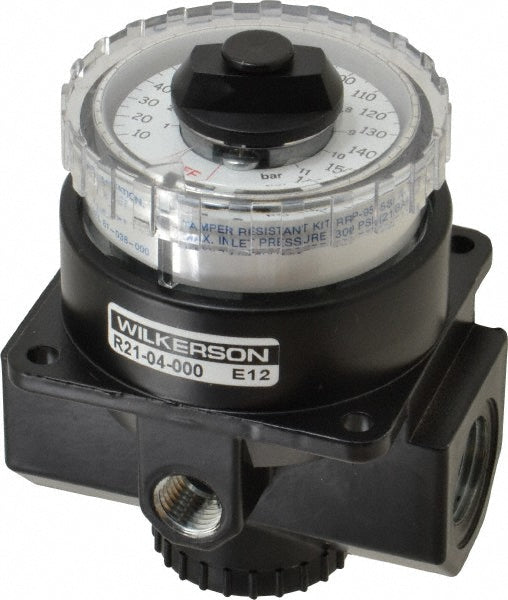 Wilkerson R21-04-000 Compressed Air Regulator 1/2" NPT, 300 Max psi, Dial Air
