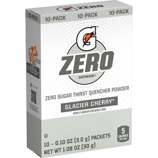 Gatorade 04458 Activity & Sport Drinks Drink Type Activity Drink  Form Powder  Container Yields (oz.) 16.90  Flavor Glacier Cherry  Drink Content Features Hydration Electrolytes Single Serve Suger-Free  Container Type Packet