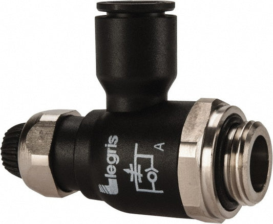 Legris 7060 10 17 Air Flow Control Valve Compact Meter Out Flow Control, Tube x BSPP, 10mm Tube OD