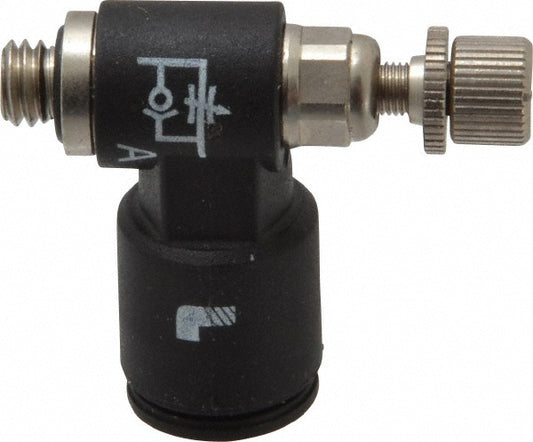 Legris 7660 56 20 Air Flow Control Valve Miniature Exhaust, Tube x UNF, 1/4" Tube OD, 145 Max psi