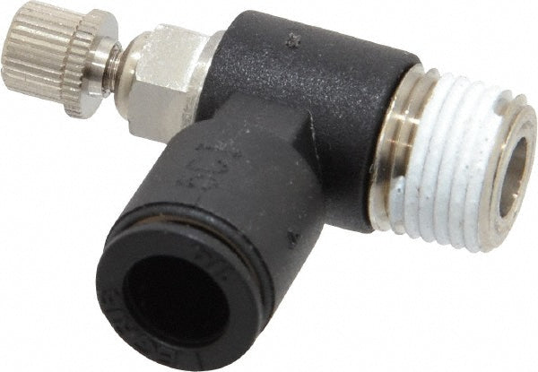 Legris 7665 56 11 Air Flow Control Valve Miniature Exhaust, Tube x NPT, 1/4" Tube OD, 145 Max psi