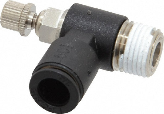 Legris 7665 56 11 Air Flow Control Valve Miniature Exhaust, Tube x NPT, 1/4" Tube OD, 145 Max psi