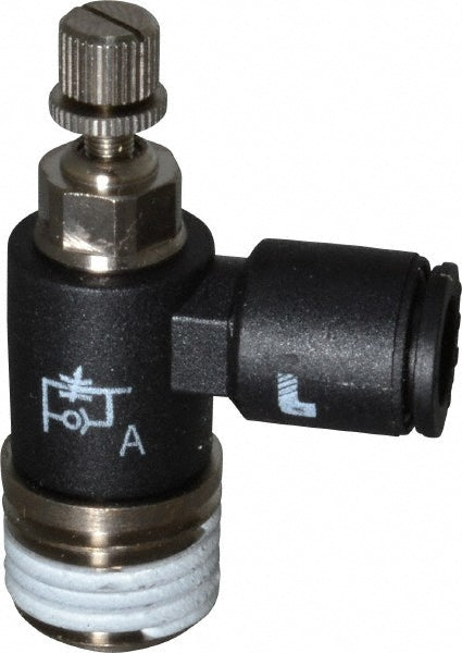 Legris 7665 56 14 Air Flow Control Valve Miniature Exhaust, Tube x NPT, 1/4" Tube OD, 145 Max psi