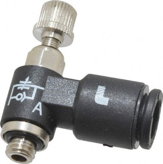 Legris 7660 06 19 Air Flow Control Valve Miniature Exhaust, Tube x BSPP, 6mm Tube OD, 145 Max psi