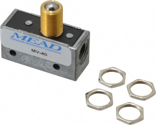 Mead MV-40 Mechanically Operated Valve 3-Way Pilot, Ball Roller Actuator, 1/8" Inlet, 2 Position