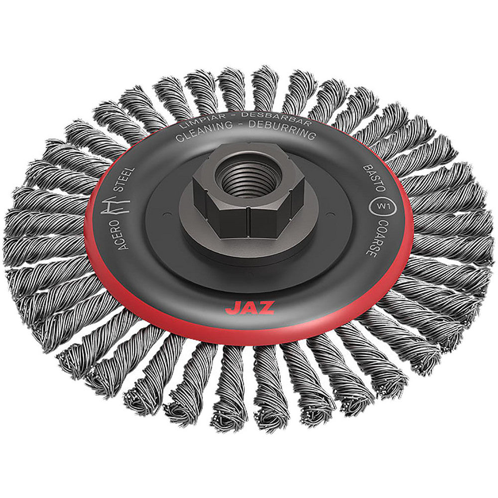 JAZ USA 41052B Wheel Brush 4" Wheel Dia, 3/16" Face Width, 0.0200" Wire Dia, Knotted Stringer Bead Twist