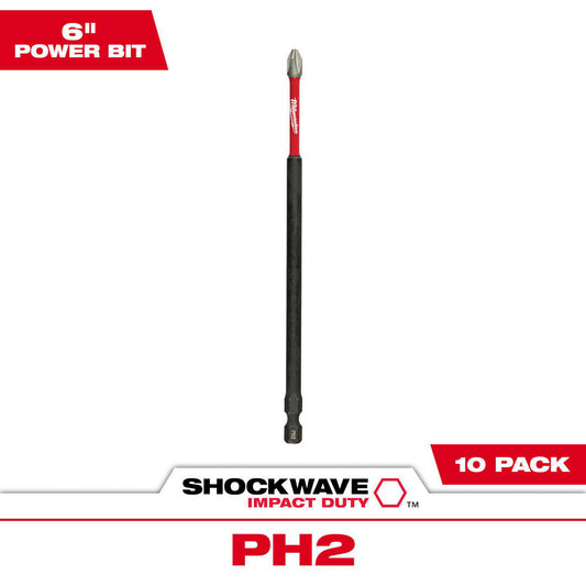 Milwaukee Tool 48-32-4207 Power & Impact Screwdriver Bits & Holders Bit Type Power Bit  Drive Size (Inch) 1/4  Overall Length (Inch) 6  Material Alloy Steel  Hex Size (Inch) 1/4  Phillips Size #2