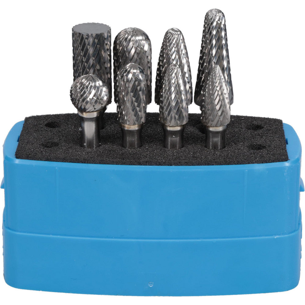 Mastercut Tool Corp. SETM150PDC 8 Pc Double Cut Burr Set with Cylinder w/Rad End, Tree w/Rad End, Ball, Cone w/Rad End, Cylinder, Pointed Tree
