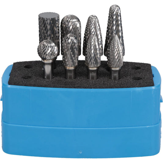 Mastercut Tool Corp. SETM150PDC 8 Pc Double Cut Burr Set with Cylinder w/Rad End, Tree w/Rad End, Ball, Cone w/Rad End, Cylinder, Pointed Tree