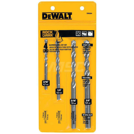 DeWALT DW5204 Drill Bit Set Hammer Drill Bits, 4 Pc, 0 &deg, Carbide Tipped