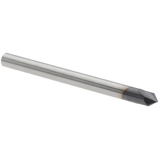 Harvey Tool 18745-C3 Chamfer Mill 1/8" Dia, 1/8" Shank Dia, 90 deg, 2 Flute, Solid Carbide, Single End