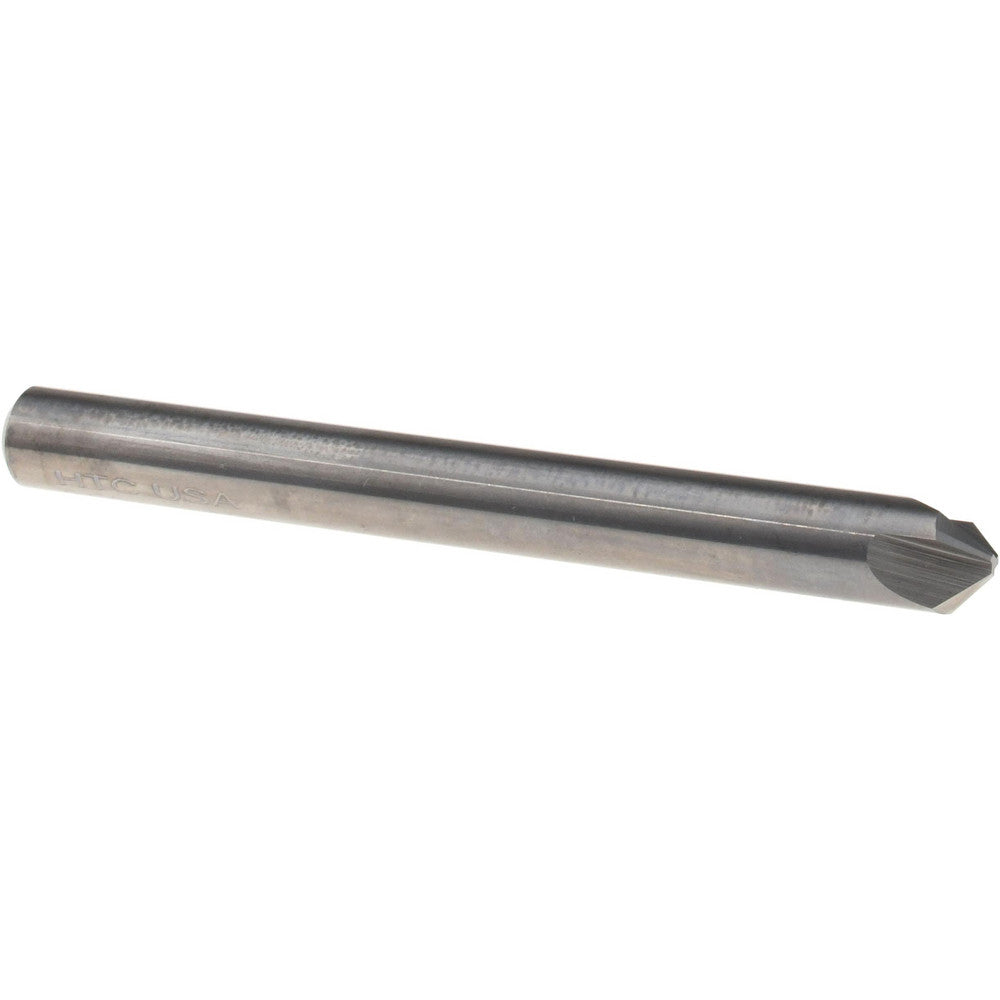 Harvey Tool 18545 Chamfer Mill 1/4" Dia, 1/4" Shank Dia, 90 deg, 3 Flute, Solid Carbide, Single End