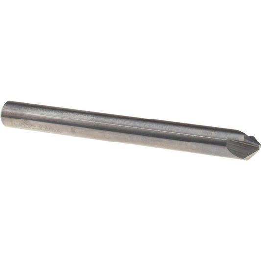 Harvey Tool 18545 Chamfer Mill 1/4" Dia, 1/4" Shank Dia, 90 deg, 3 Flute, Solid Carbide, Single End