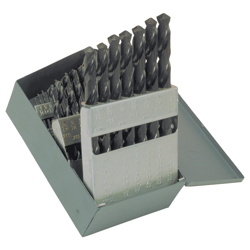 Cle-Line C21118 Drill Bit Set Jobber Length Drill Bits, 29 Pc, 0.0625" to 0.413" Drill Bit Size, 118 &deg, High Speed Steel