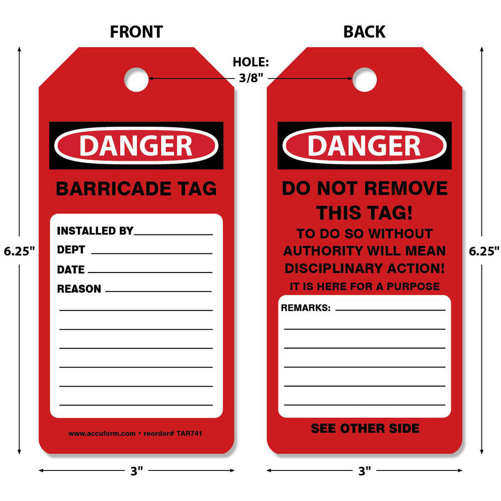 AccuformNMC TAR741 Accident Prevention Tag Rectangle, Synthetic Paper
