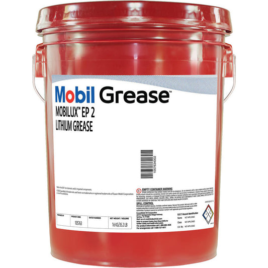 Mobil 105763 Grease Base Oil Mineral  Container Size Range 5 gal & Larger  NLGI Grade 2  Color Brown  Type Lithium based grease  Composition Lithium 12 Hydroxy Stearate