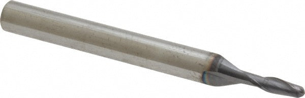 Kyocera SGS Precision Tools 32200 Ball End Mill 0.125" Dia, 0.375" LOC, 2 Flute, Solid Carbide