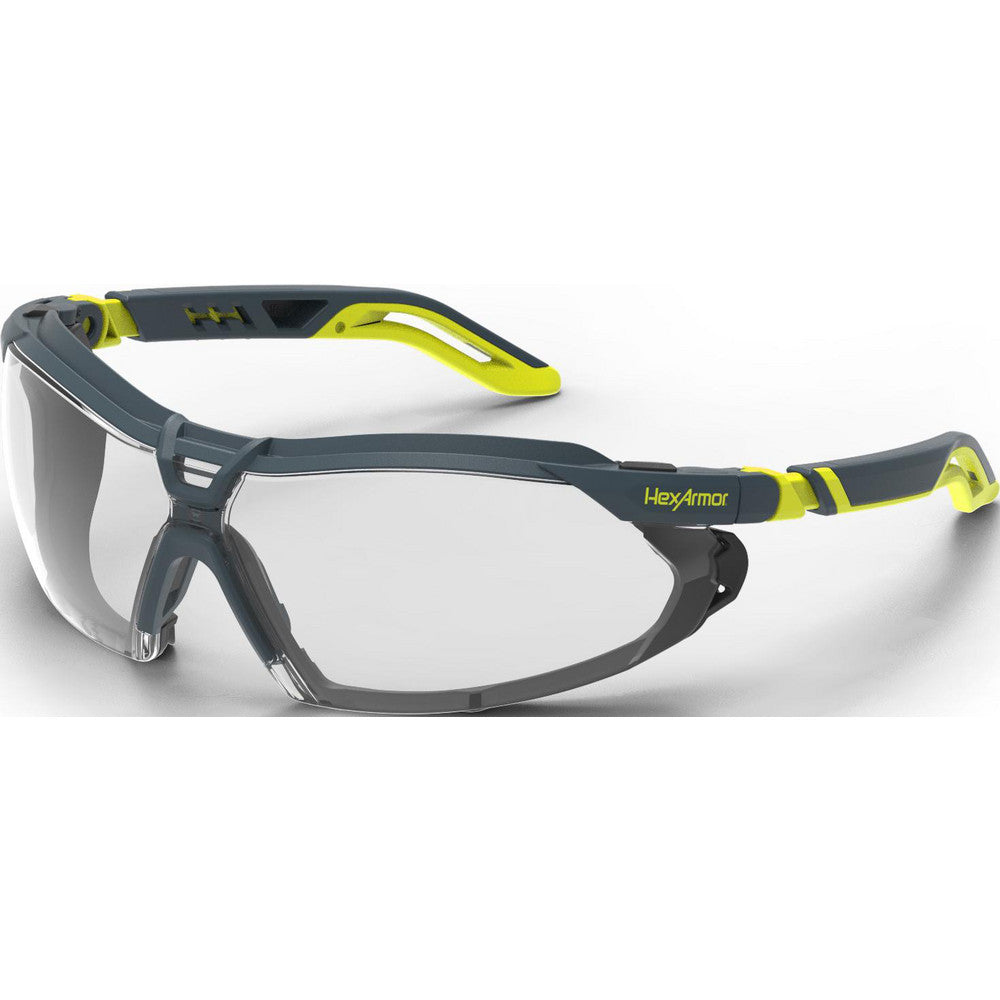 HexArmor 11-30001-02 Safety Glasses Glasses Style Clear  Lens Coating Anti-Fog Scratch-Resistant  Frame Style Full-Framed  Frame Design Wrap Around  Lens Color Clear  Frame Color Charcoal Yellow