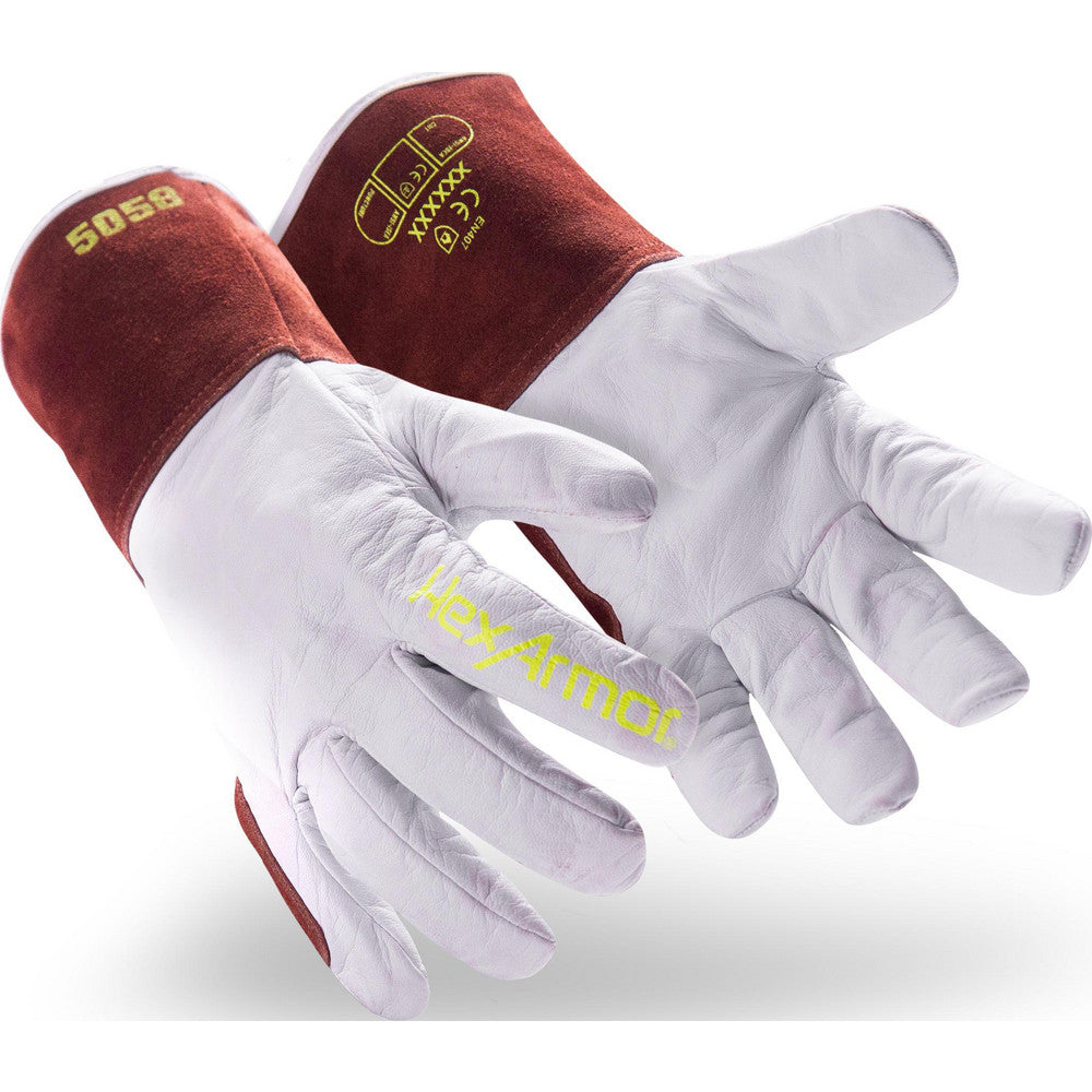 HexArmor 5058-M (8) Welder's & Heat Protective Gloves Welding Applications TIG  Primary Material Leather  Size Medium  Lining Lined  Back Material Goatskin Leather  Hand Pair