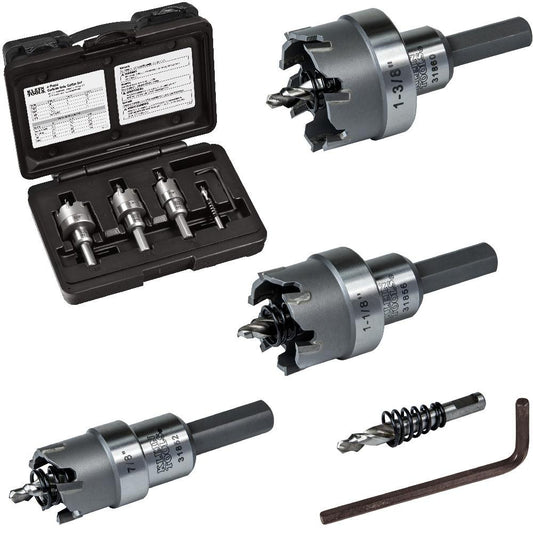 Klein Tools 31872 Industrial Hole Saw Kit 4 Pc, 7/8 to 1-3/8" Dia