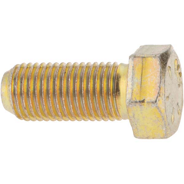 Value Collection 39379 Hex Head Cap Screw 7/16-20 x 1", Grade 8 Steel, Zinc Yellow Dichromate Finish