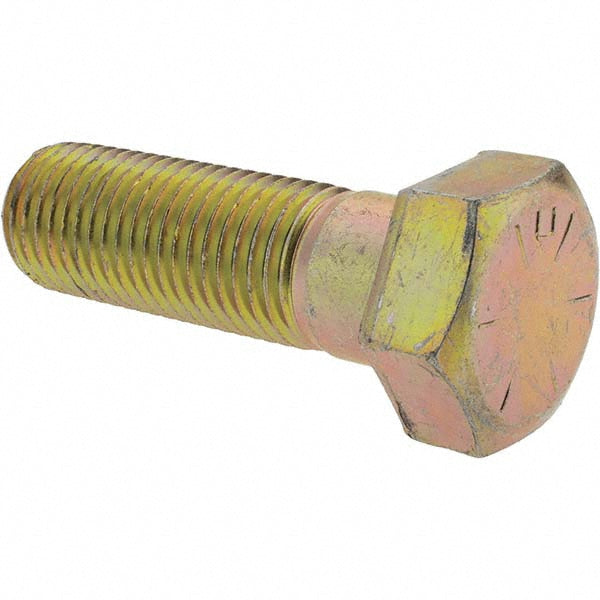 Value Collection 39242 Hex Head Cap Screw 1-1/4 - 7 x 4", Grade 8 Steel, Zinc Yellow Dichromate Finish