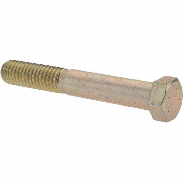 Value Collection 39087 Hex Head Cap Screw 7/16-14 x 3", Grade 8 Steel, Zinc Yellow Dichromate Finish