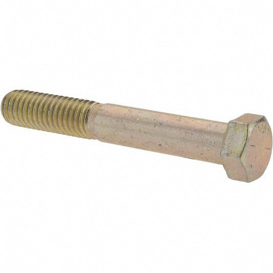 Value Collection 39087 Hex Head Cap Screw 7/16-14 x 3", Grade 8 Steel, Zinc Yellow Dichromate Finish