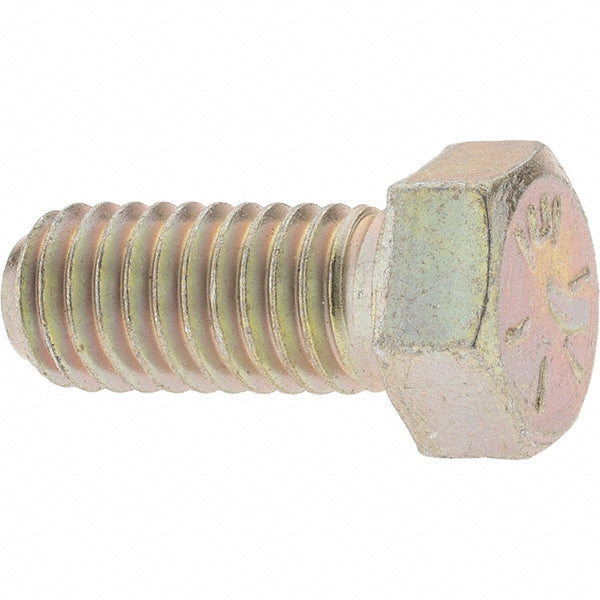 Value Collection 39079 Hex Head Cap Screw 7/16-14 x 1", Grade 8 Steel, Zinc Yellow Dichromate Finish
